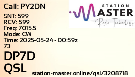 QSL Card for DP7D QSO with PY2DN