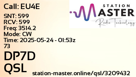 QSL Card for DP7D QSO with EU4E