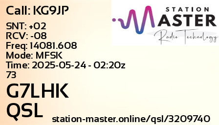 QSL Card for G7LHK QSO with KG9JP