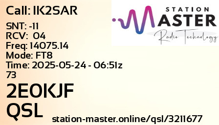 QSL Card for 2E0KJF QSO with IK2SAR