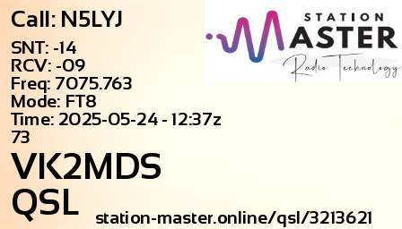 QSL Card for VK2MDS QSO with N5LYJ