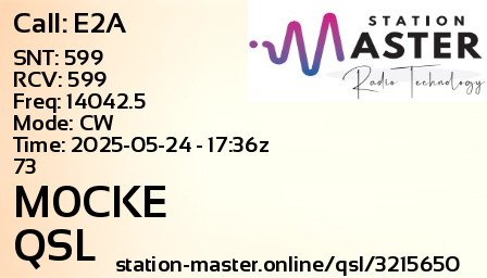 QSL Card for M0CKE QSO with E2A