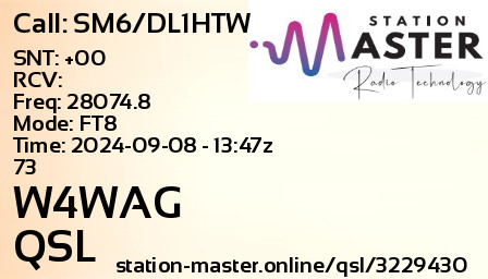 QSL Card for W4WAG QSO with SM6/DL1HTW