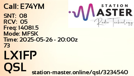 QSL Card for LX1FP QSO with E74YM