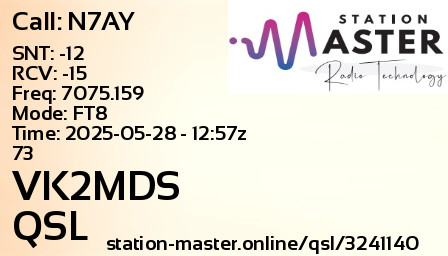 QSL Card for VK2MDS QSO with N7AY