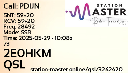 QSL Card for 2E0HKM QSO with PD1JN