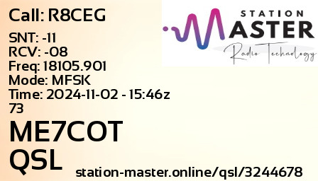 QSL Card for ME7COT QSO with R8CEG