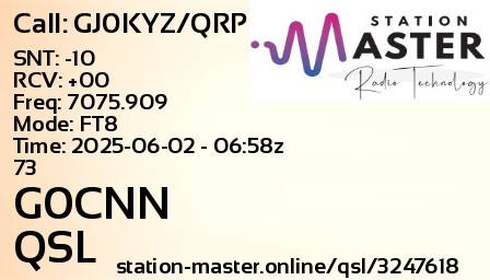 QSL Card for G0CNN QSO with GJ0KYZ/QRP