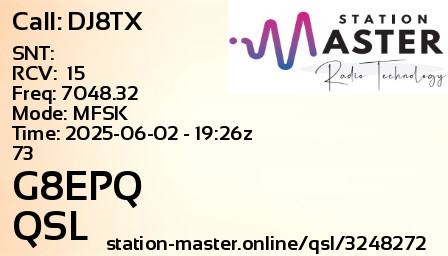 QSL Card for G8EPQ QSO with DJ8TX