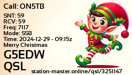 QSL Card for G5EDW QSO with ON5TB