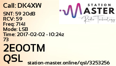 QSL Card for 2E0OTM QSO with DK4XW