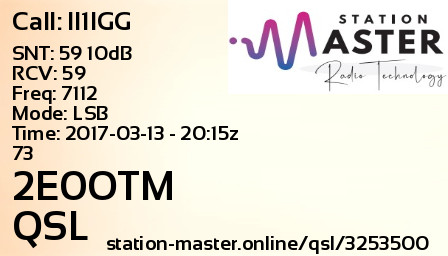 QSL Card for 2E0OTM QSO with II1IGG