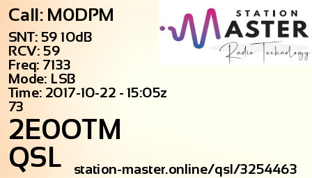 QSL Card for 2E0OTM QSO with M0DPM
