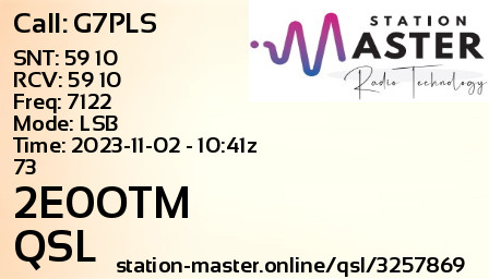 QSL Card for 2E0OTM QSO with G7PLS