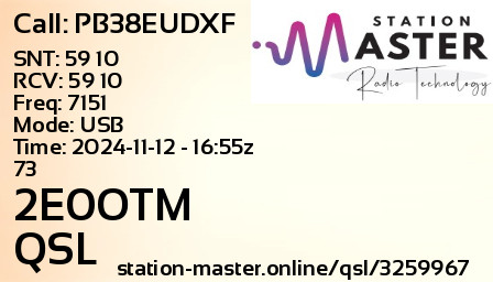 QSL Card for 2E0OTM QSO with PB38EUDXF