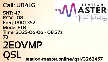 QSL Card for 2E0VMP QSO with UR4LG