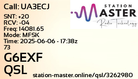 QSL Card for G6EXF QSO with UA3ECJ