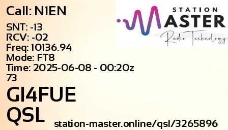 QSL Card for GI4FUE QSO with N1EN