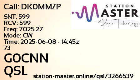 QSL Card for G0CNN QSO with DK0MM/P