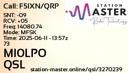QSL Card for MI0LPO QSO with F5IXN/QRP