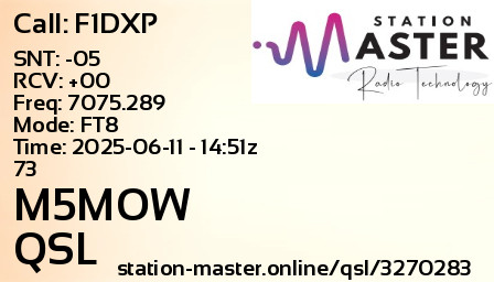 QSL Card for M5MOW QSO with F1DXP