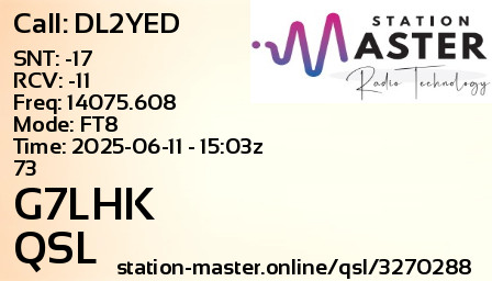 QSL Card for G7LHK QSO with DL2YED
