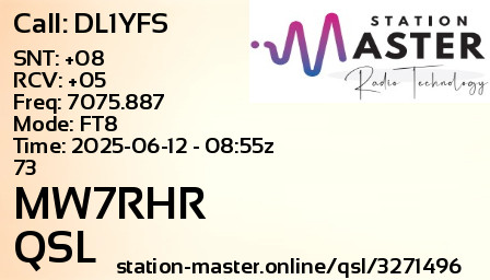 QSL Card for MW7RHR QSO with DL1YFS