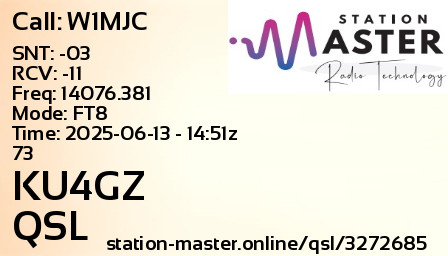 QSL Card for KU4GZ QSO with W1MJC
