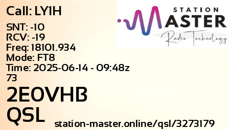 QSL Card for 2E0VHB QSO with LY1H