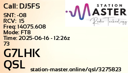 QSL Card for G7LHK QSO with DJ5FS