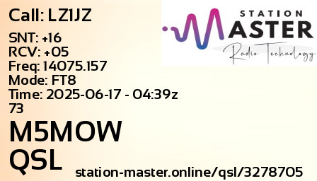 QSL Card for M5MOW QSO with LZ1JZ
