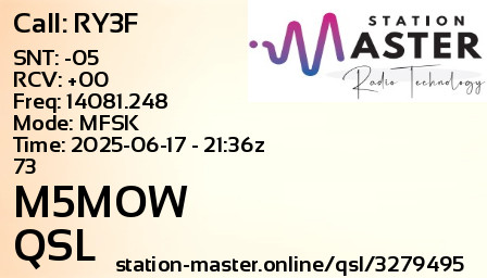 QSL Card for M5MOW QSO with RY3F