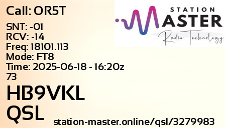 QSL Card for HB9VKL QSO with OR5T
