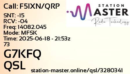 QSL Card for G7KFQ QSO with F5IXN/QRP