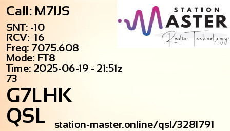 QSL Card for G7LHK QSO with M7IJS