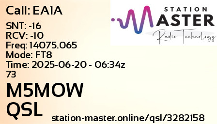 QSL Card for M5MOW QSO with EA1A