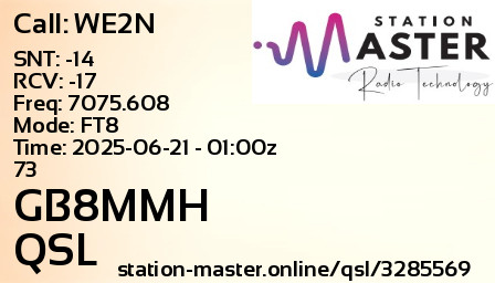 QSL Card for GB8MMH QSO with WE2N