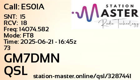 QSL Card for GM7DMN QSO with ES0IA