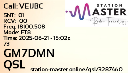 QSL Card for GM7DMN QSO with VE1JBC