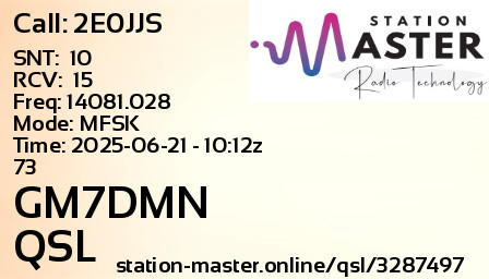 QSL Card for GM7DMN QSO with 2E0JJS