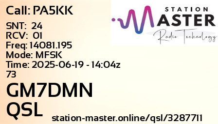 QSL Card for GM7DMN QSO with PA5KK