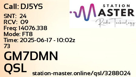 QSL Card for GM7DMN QSO with DJ5YS