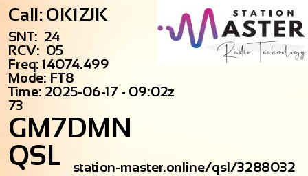 QSL Card for GM7DMN QSO with OK1ZJK