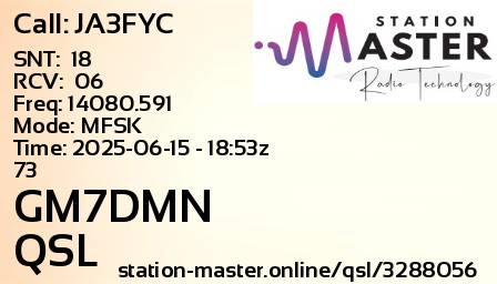 QSL Card for GM7DMN QSO with JA3FYC