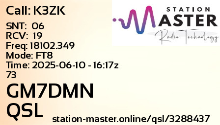 QSL Card for GM7DMN QSO with K3ZK