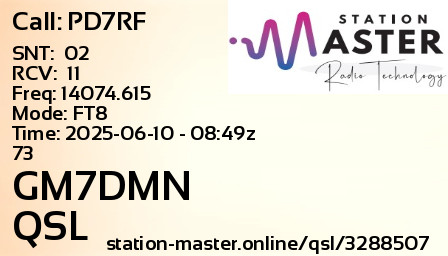 QSL Card for GM7DMN QSO with PD7RF