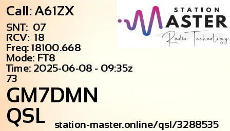 QSL Card for GM7DMN QSO with A61ZX