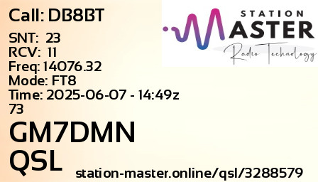 QSL Card for GM7DMN QSO with DB8BT