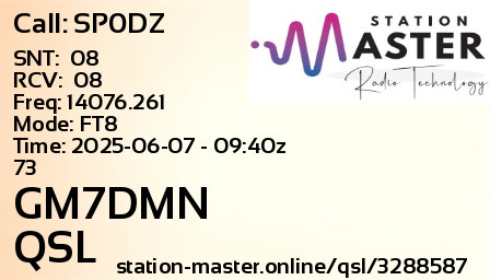 QSL Card for GM7DMN QSO with SP0DZ