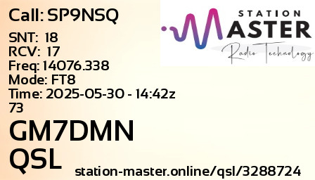 QSL Card for GM7DMN QSO with SP9NSQ